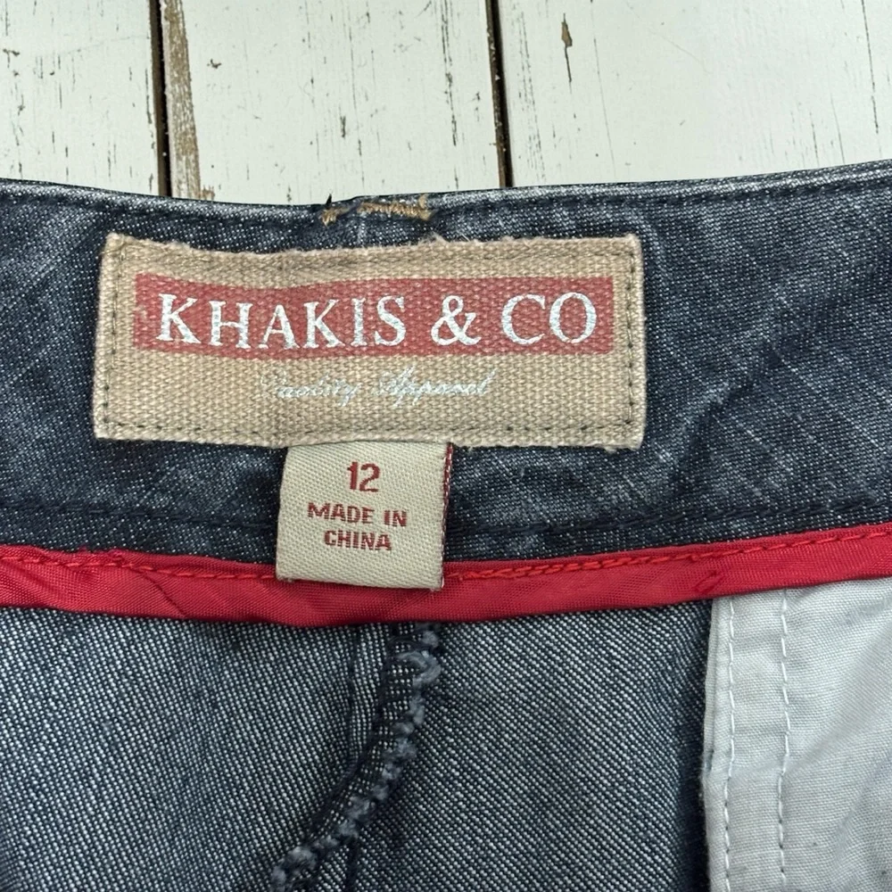 Khakis & Co Cropped Jeans Women Size 12 Blue Stretch Denim Wide Leg Capri Pants - Picture 3 of 7
